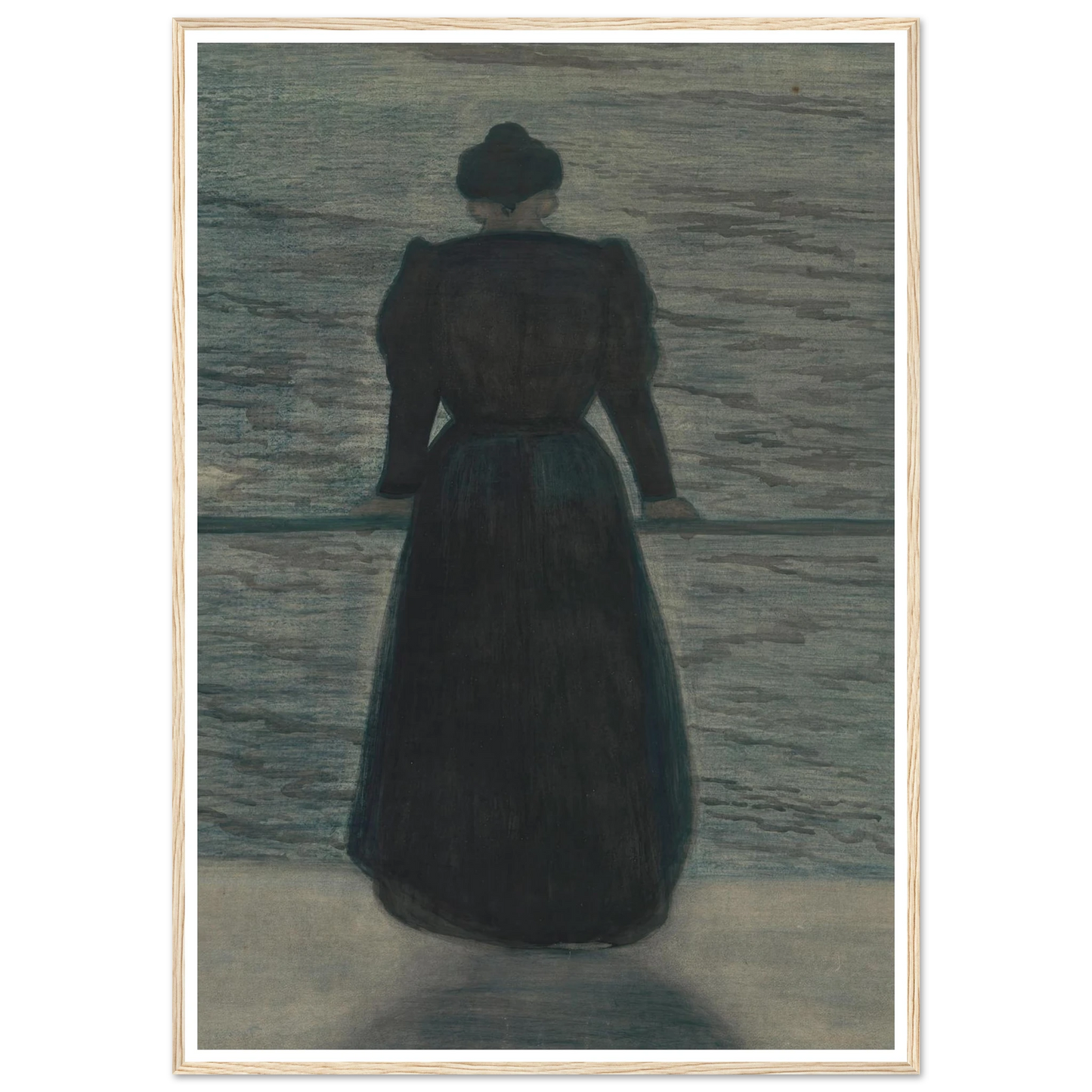 Woman by the Sea (1909) Art Print | Leon Spilliaert - Framed Poster - 30x40 cm / 12x16″ - Black frame