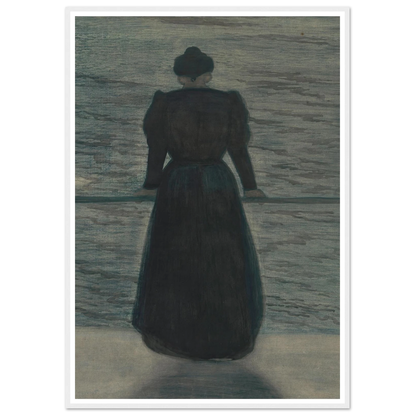 Woman by the Sea (1909) Art Print | Leon Spilliaert - Framed Poster - 30x40 cm / 12x16″ - Black frame