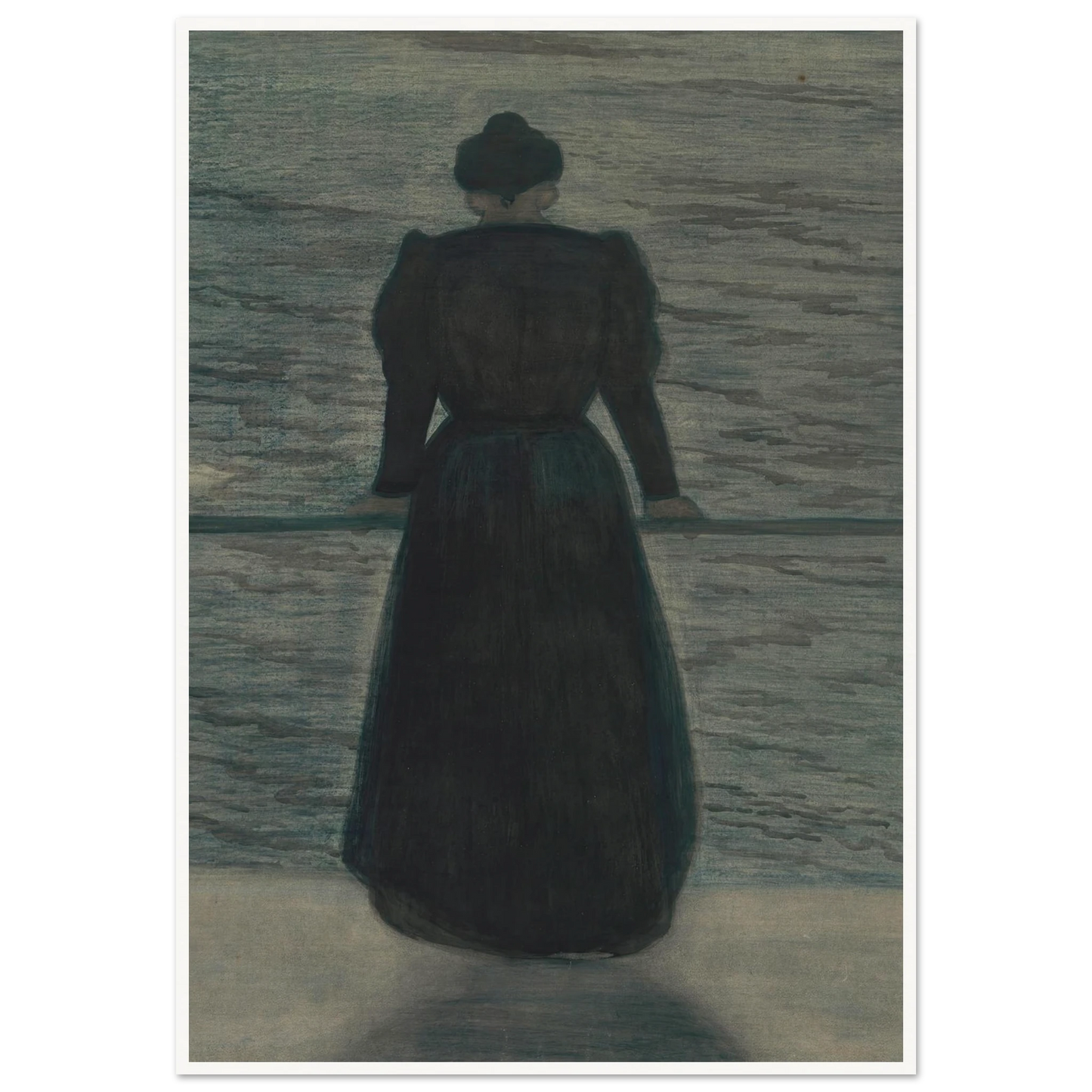 Woman by the Sea (1909) Art Print | Leon Spilliaert - Framed Poster - 30x40 cm / 12x16″ - Black frame