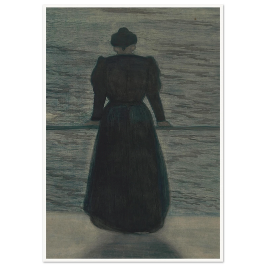 Woman by the Sea (1909) Art Print | Leon Spilliaert - Framed Poster - 30x40 cm / 12x16″ - Black frame