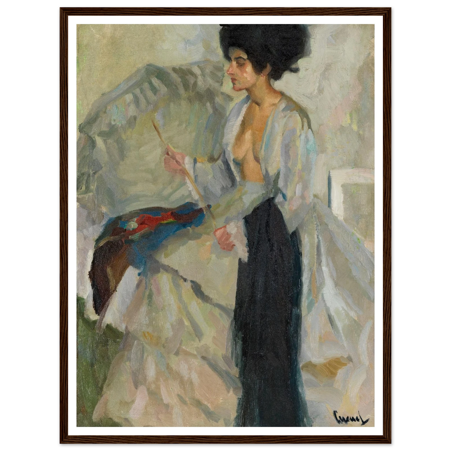 Woman in the studio (1915) Art Print | Edward Cucuel - Framed Poster - 30x40 cm / 12x16″ - Black frame