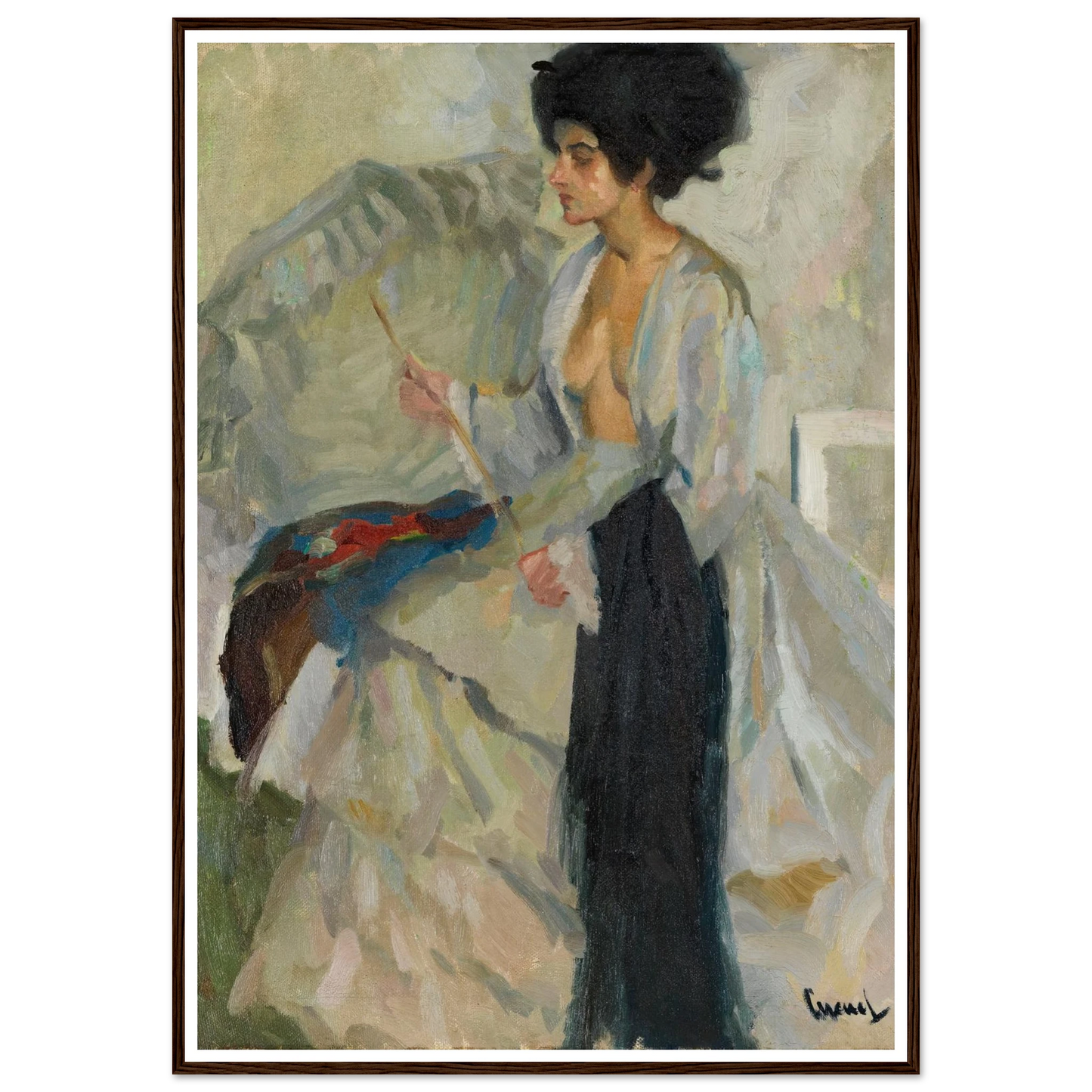 Woman in the studio (1915) Art Print | Edward Cucuel - Framed Poster - 30x40 cm / 12x16″ - Black frame