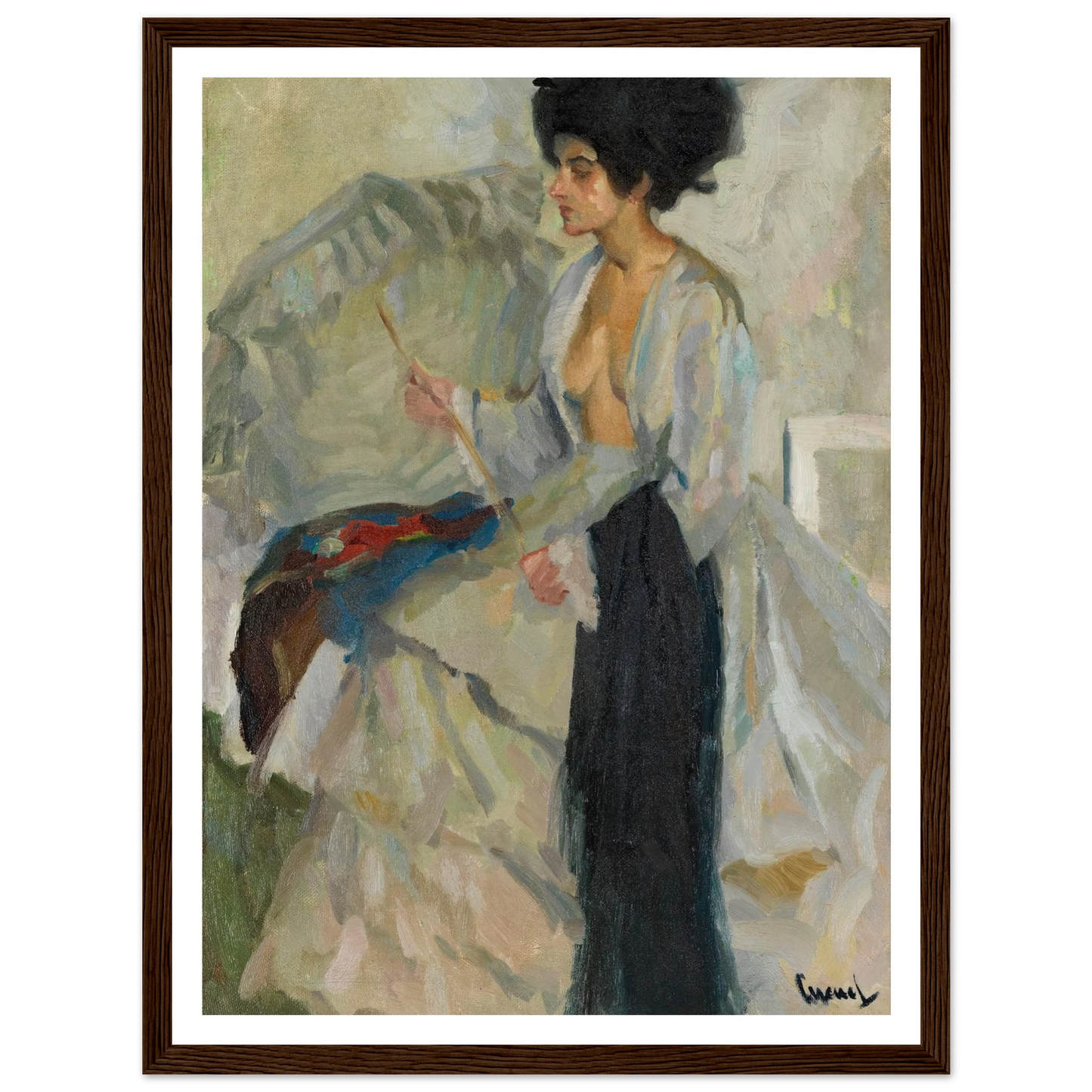 Woman in the studio (1915) Art Print | Edward Cucuel - Framed Poster - 30x40 cm / 12x16″ - Black frame