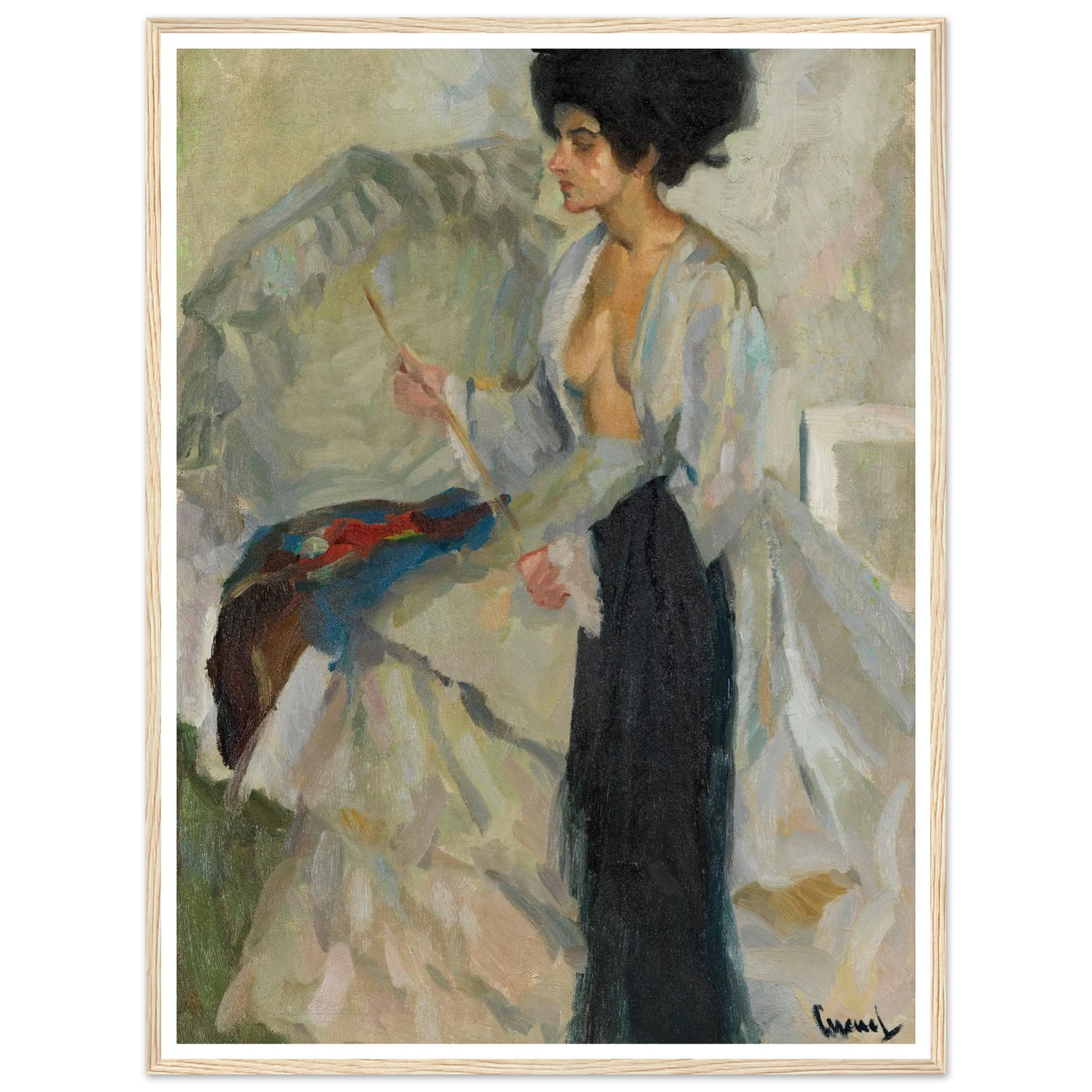 Woman in the studio (1915) Art Print | Edward Cucuel - Framed Poster - 30x40 cm / 12x16″ - Black frame