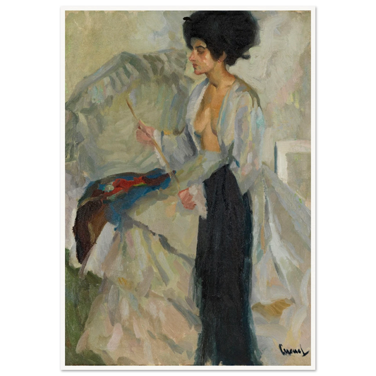 Woman in the studio (1915) Art Print | Edward Cucuel - Framed Poster - 30x40 cm / 12x16″ - Black frame