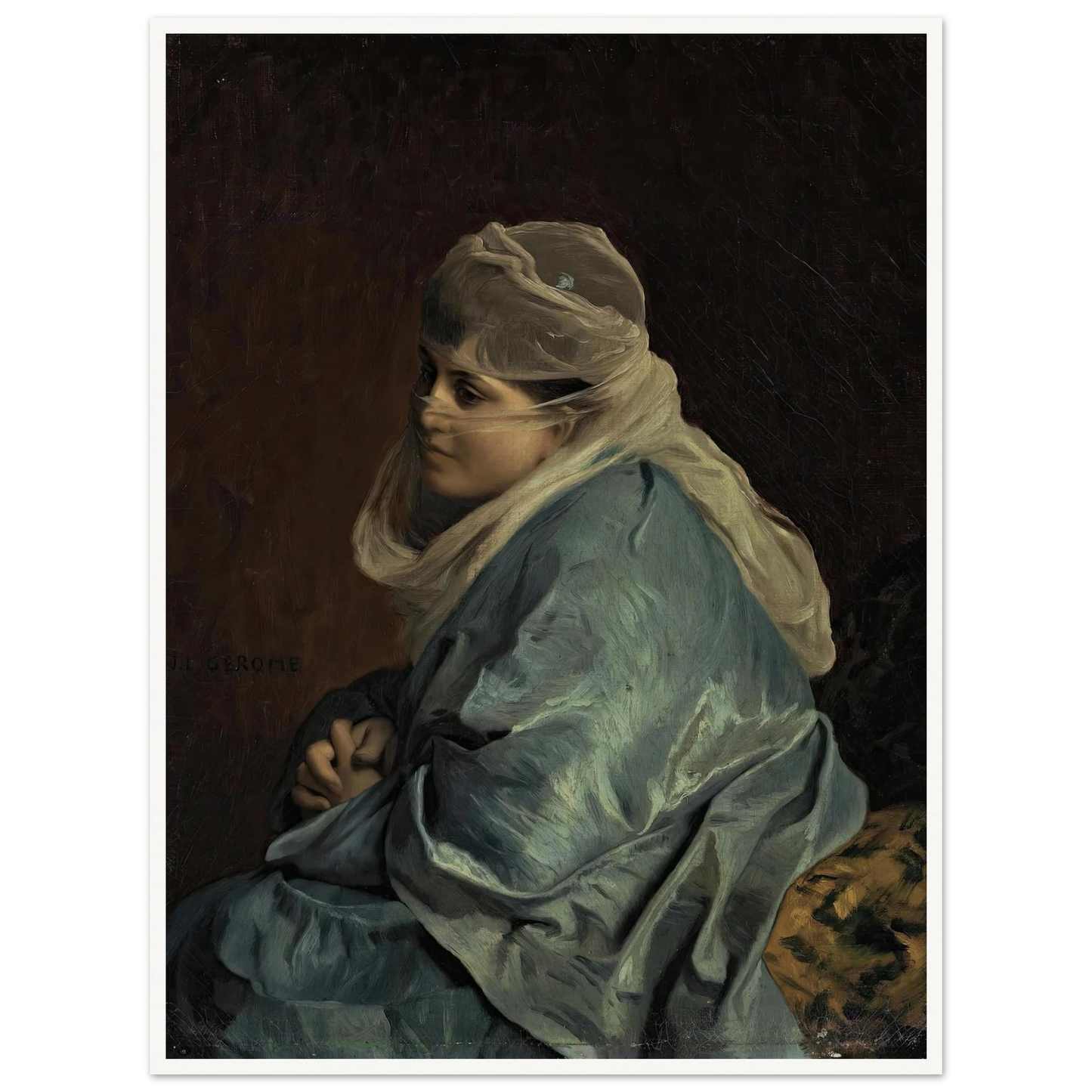 Woman of Constantinople Art Print | Jean Leon Gerome - Framed Poster - 30x40 cm / 12x16″ - Black frame