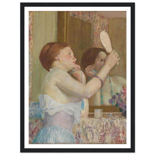 Woman with a Mirror (Femme qui se mire) (1911) Art Print | Frederick Carl Frieseke - Framed Poster - 30x40 cm / 12x16″ - Black frame