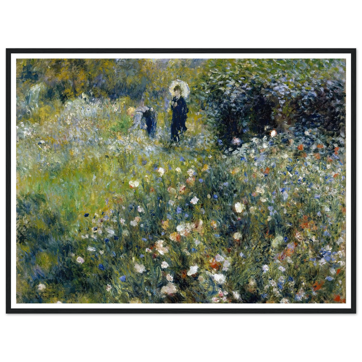 Woman with a Parasol in a Garden (1875) Art Print | Pierre Auguste Renoir - Framed Poster - 30x40 cm / 12x16″ - Black frame