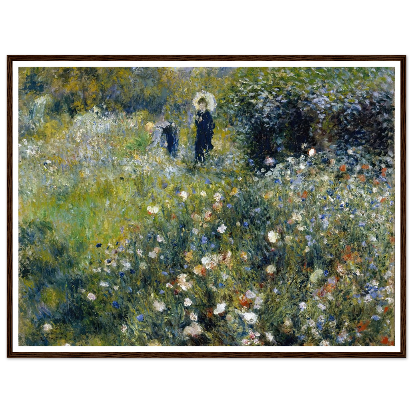 Woman with a Parasol in a Garden (1875) Art Print | Pierre Auguste Renoir - Framed Poster - 30x40 cm / 12x16″ - Black frame