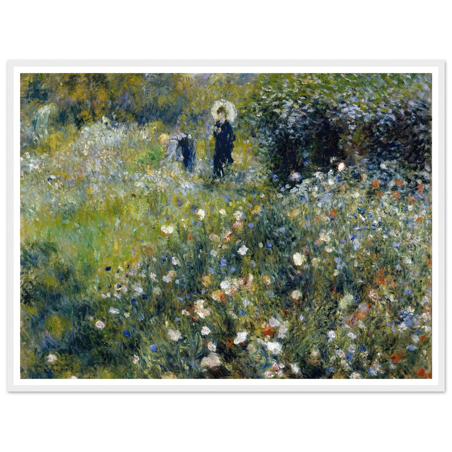 Woman with a Parasol in a Garden (1875) Art Print | Pierre Auguste Renoir - Framed Poster - 30x40 cm / 12x16″ - Black frame