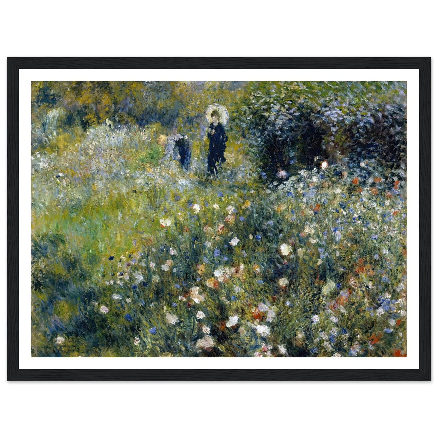 Woman with a Parasol in a Garden (1875) Art Print | Pierre Auguste Renoir - Framed Poster - 30x40 cm / 12x16″ - Black frame