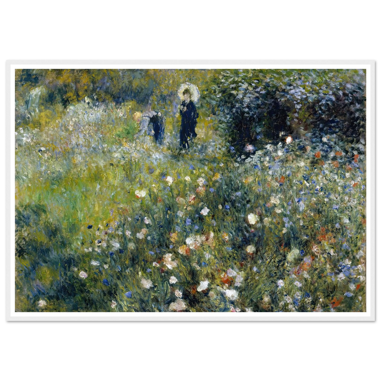 Woman with a Parasol in a Garden (1875) Art Print | Pierre Auguste Renoir - Framed Poster - 30x40 cm / 12x16″ - Black frame