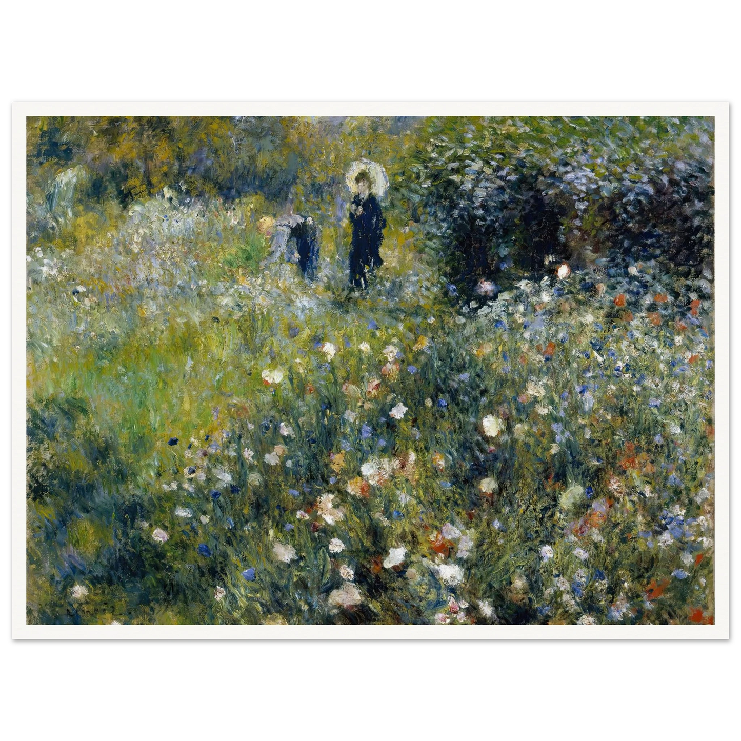 Woman with a Parasol in a Garden (1875) Art Print | Pierre Auguste Renoir - Framed Poster - 30x40 cm / 12x16″ - Black frame