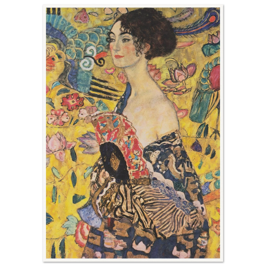 Woman with fan (1917-1918) Art Print | Gustav Klimt - Framed Poster - 30x40 cm / 12x16″ - Black frame