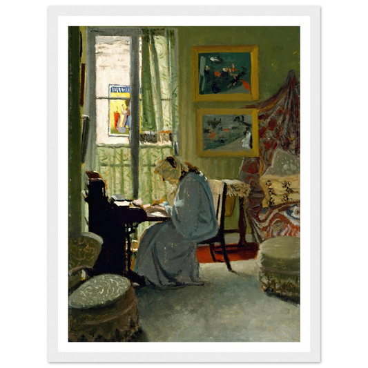 Woman Writing in an Interior (1904) Art Print | Felix Vallotton - Framed Poster - 30x40 cm / 12x16″ - Black frame