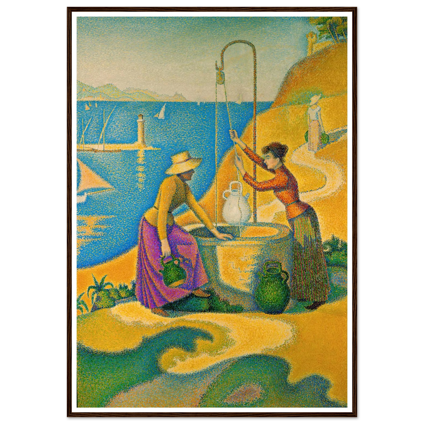 Women at the Well (1892) Art Print | Paul Signac - Framed Poster - 30x40 cm / 12x16″ - Black frame
