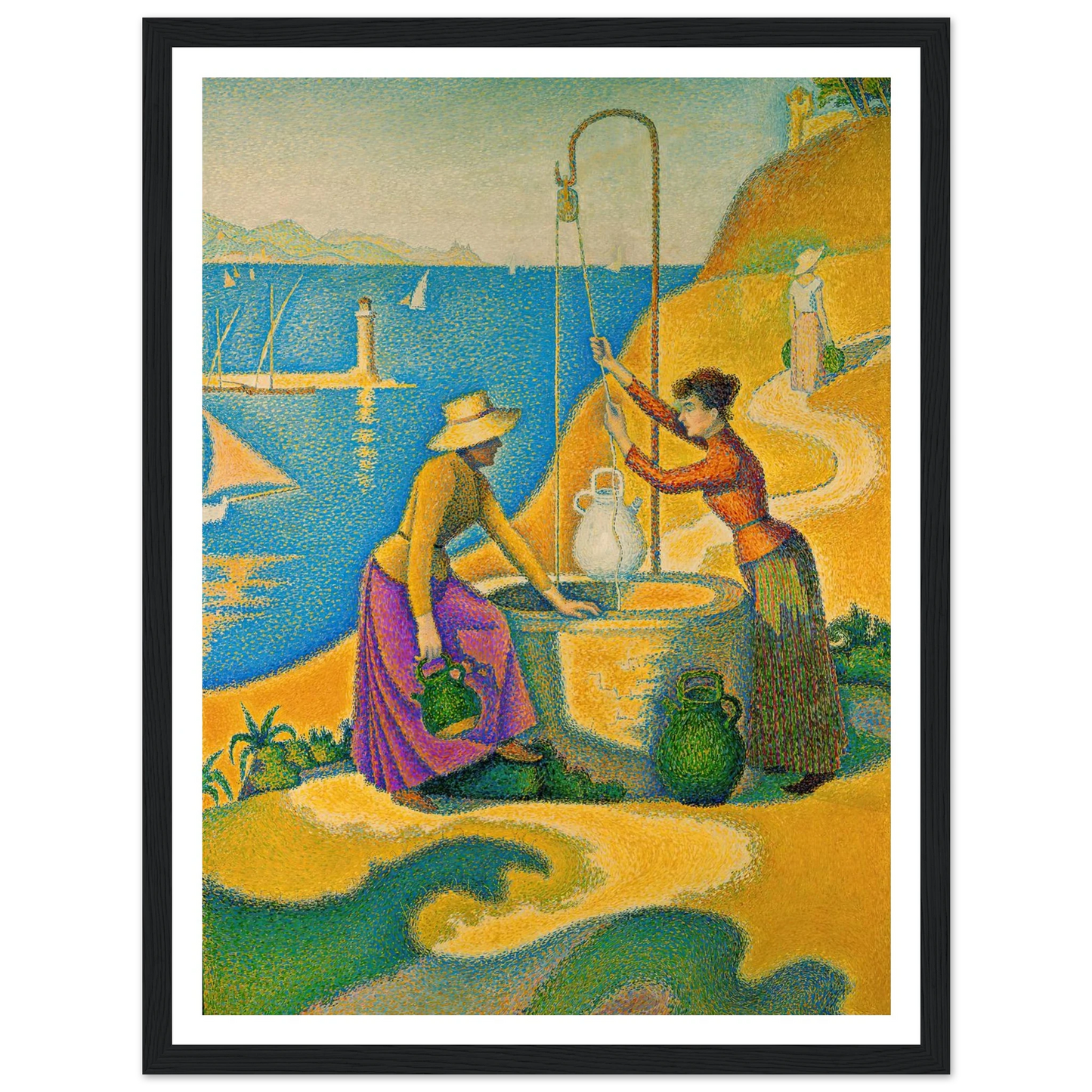 Women at the Well (1892) Art Print | Paul Signac - Framed Poster - 30x40 cm / 12x16″ - Black frame