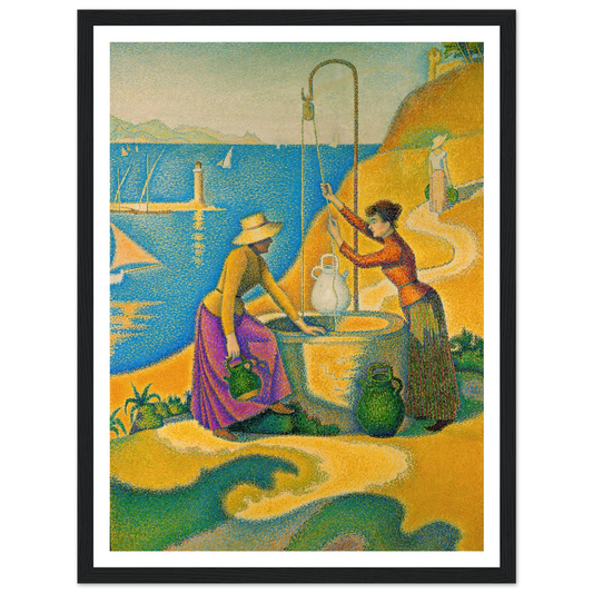 Women at the Well (1892) Art Print | Paul Signac - Framed Poster - 30x40 cm / 12x16″ - Black frame