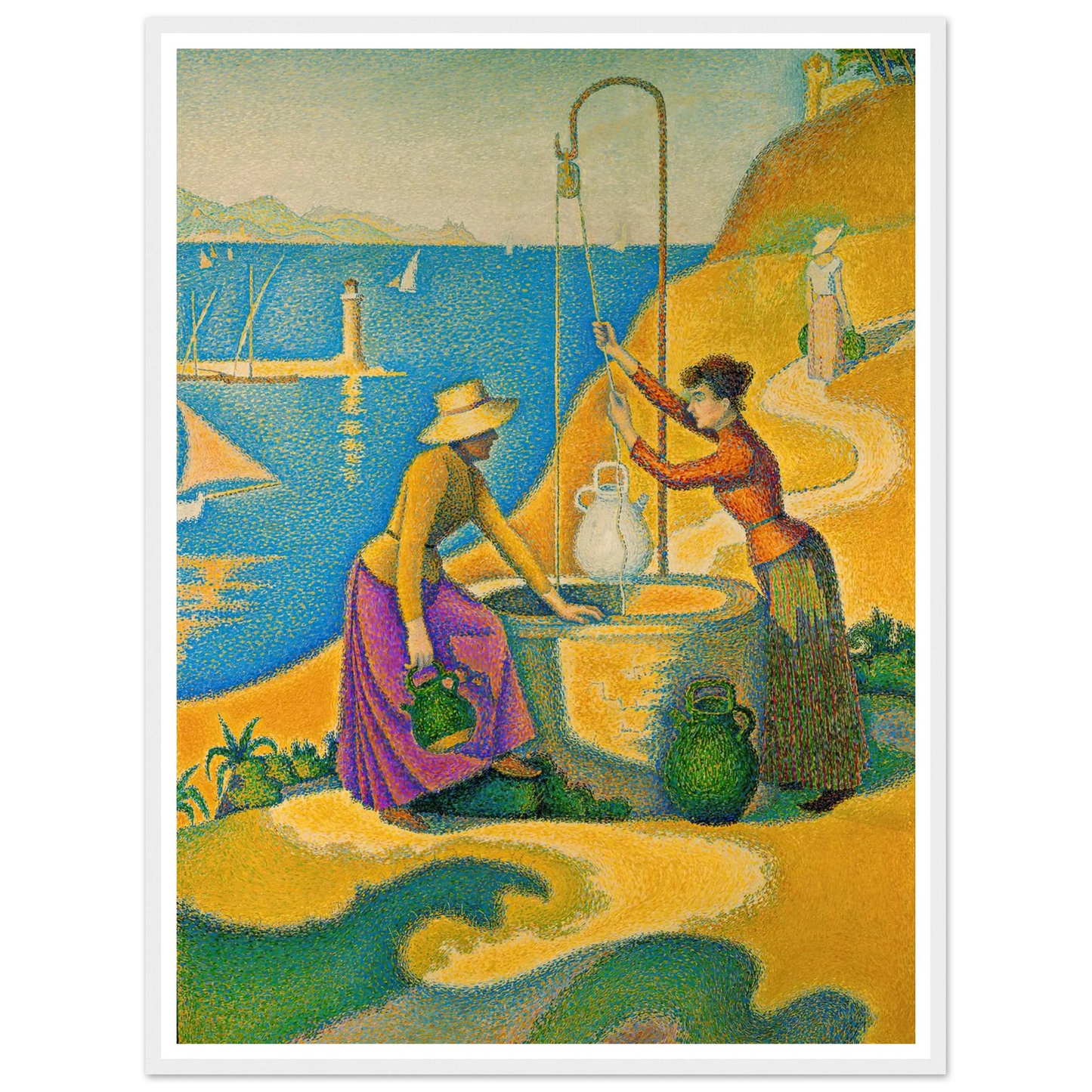 Women at the Well (1892) Art Print | Paul Signac - Framed Poster - 30x40 cm / 12x16″ - Black frame