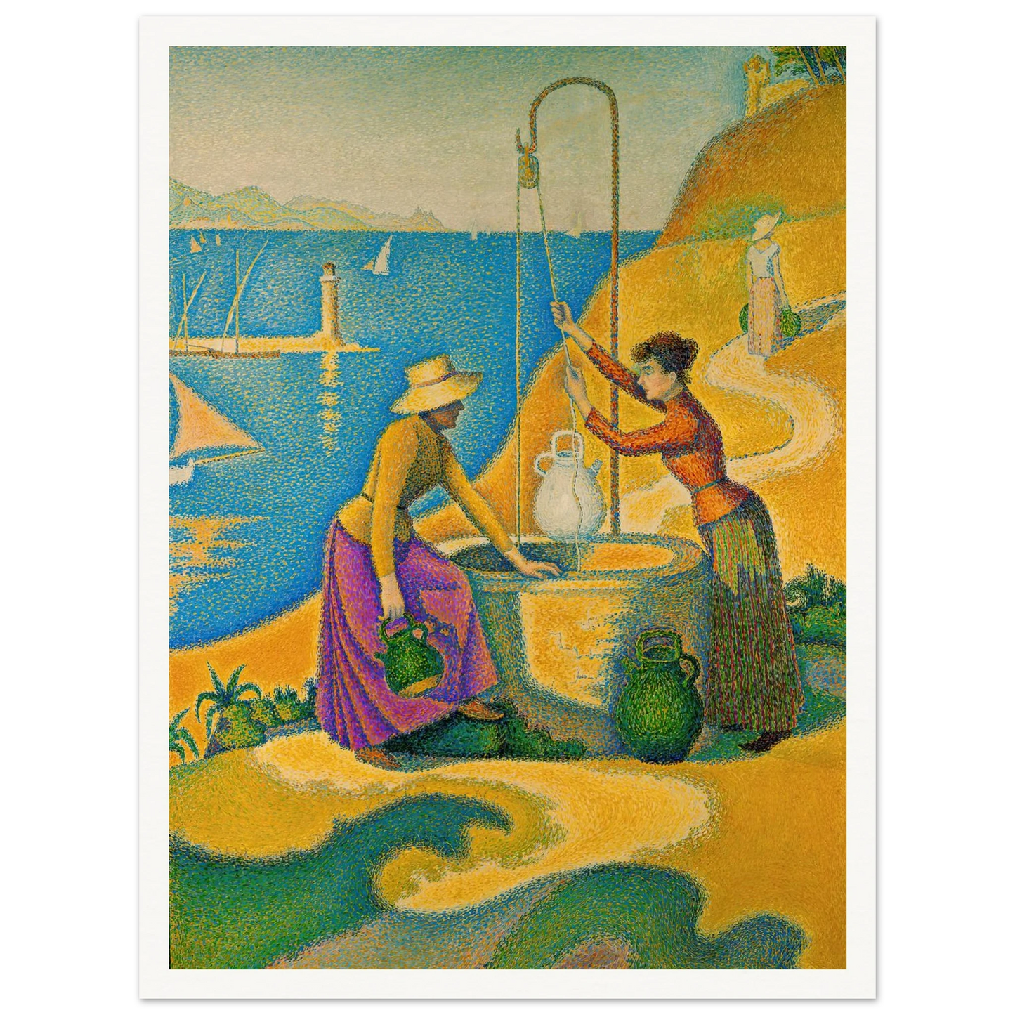 Women at the Well (1892) Art Print | Paul Signac - Framed Poster - 30x40 cm / 12x16″ - Black frame