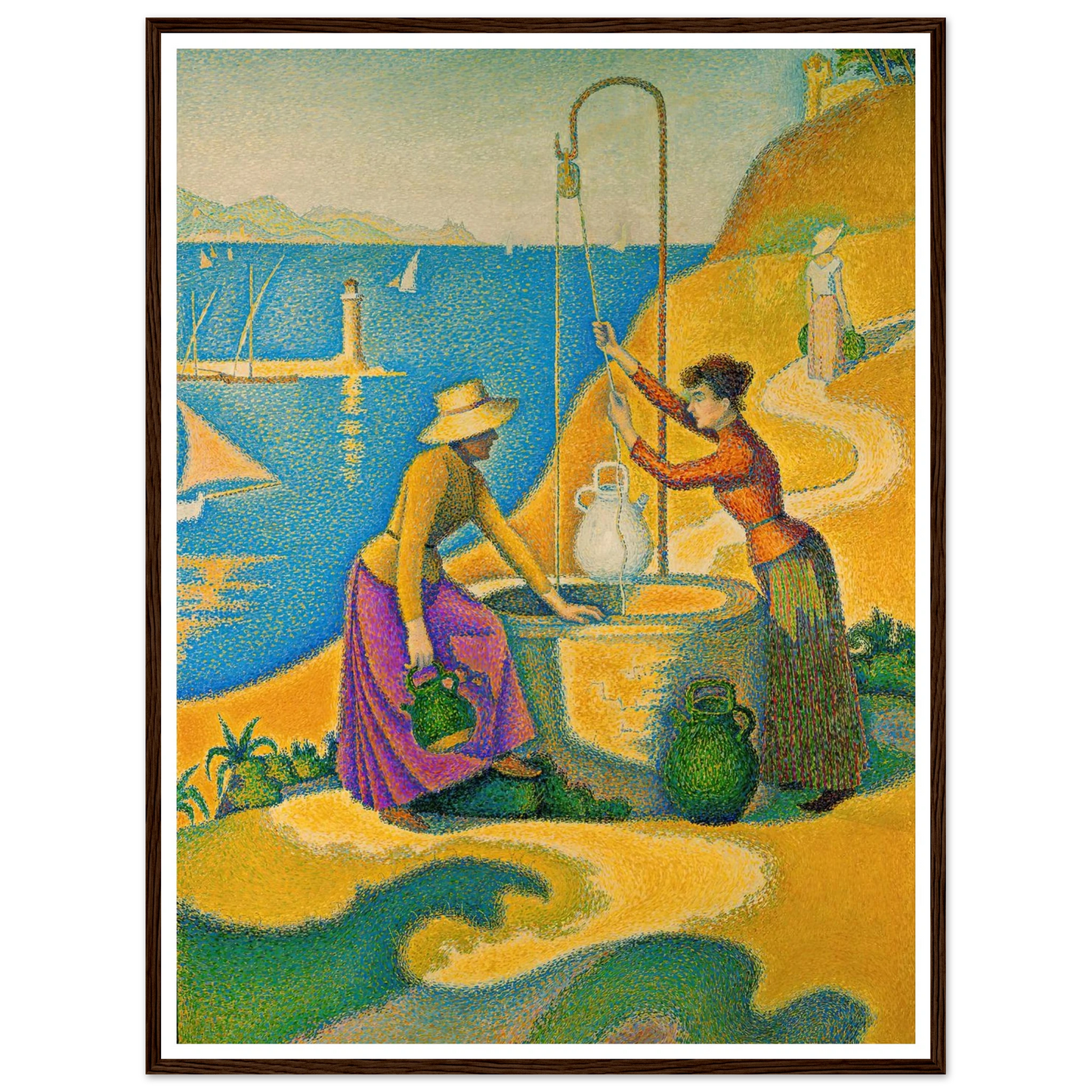Women at the Well (1892) Art Print | Paul Signac - Framed Poster - 30x40 cm / 12x16″ - Black frame