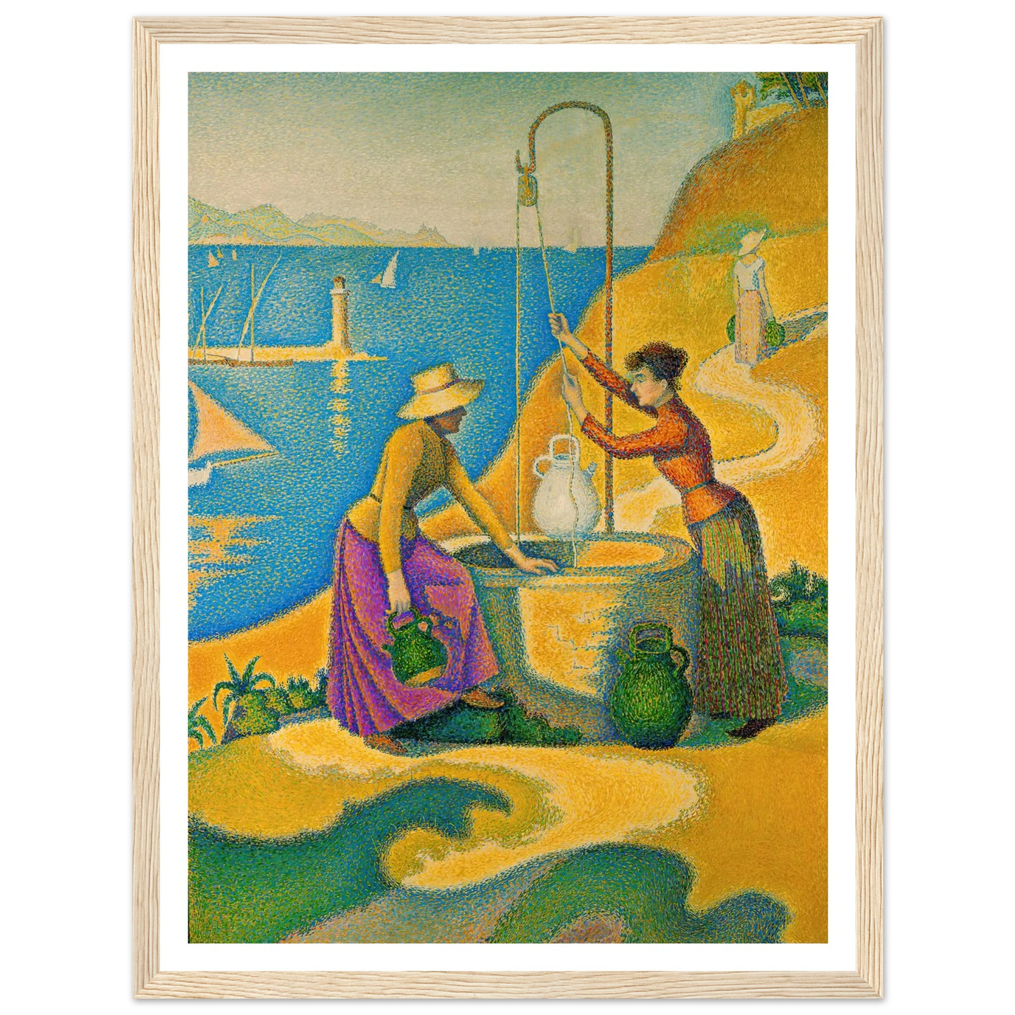 Women at the Well (1892) Art Print | Paul Signac - Framed Poster - 30x40 cm / 12x16″ - Black frame