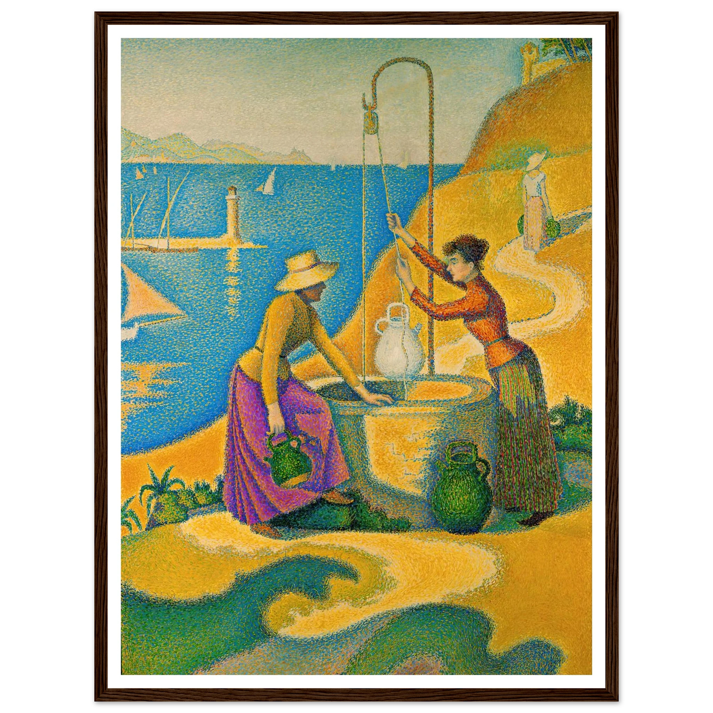 Women at the Well (1892) Art Print | Paul Signac - Framed Poster - 30x40 cm / 12x16″ - Black frame