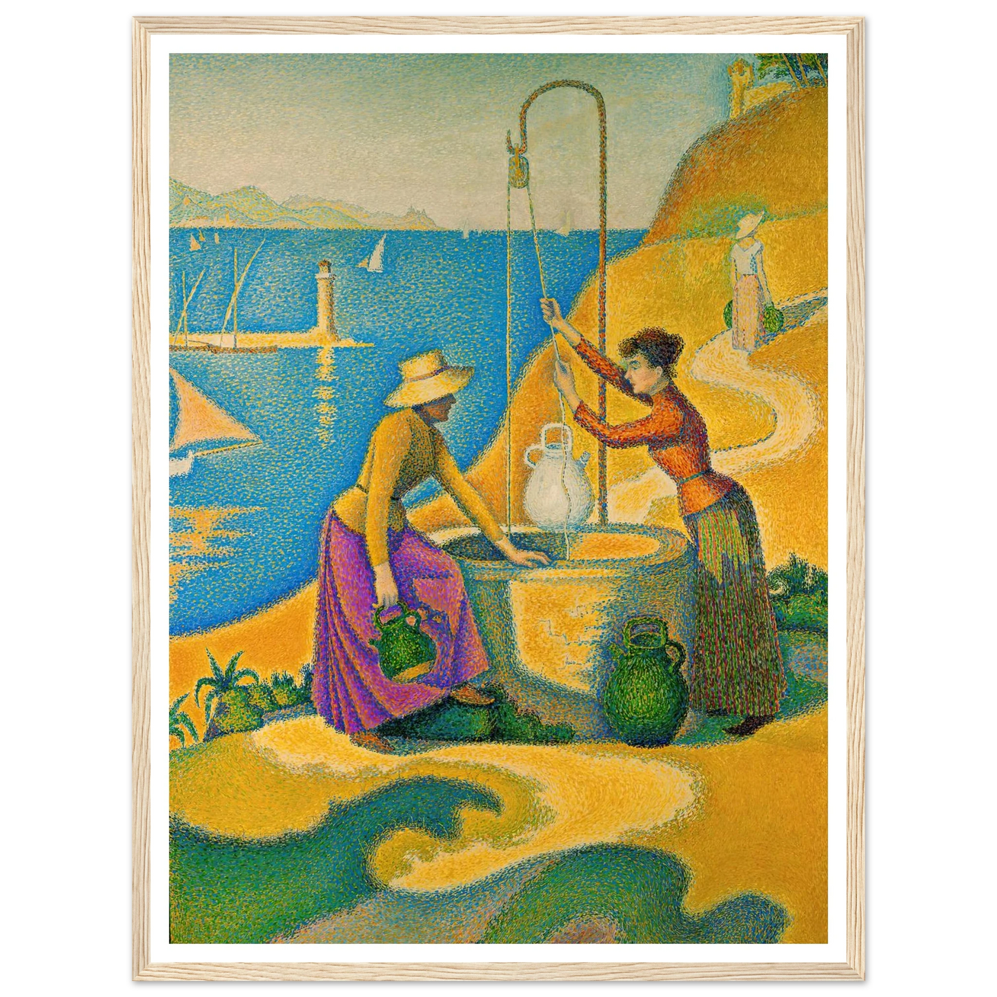 Women at the Well (1892) Art Print | Paul Signac - Framed Poster - 30x40 cm / 12x16″ - Black frame