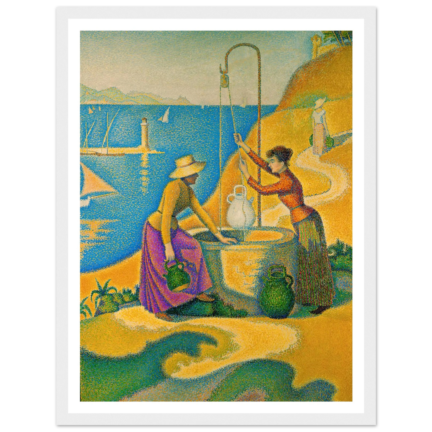 Women at the Well (1892) Art Print | Paul Signac - Framed Poster - 30x40 cm / 12x16″ - Black frame