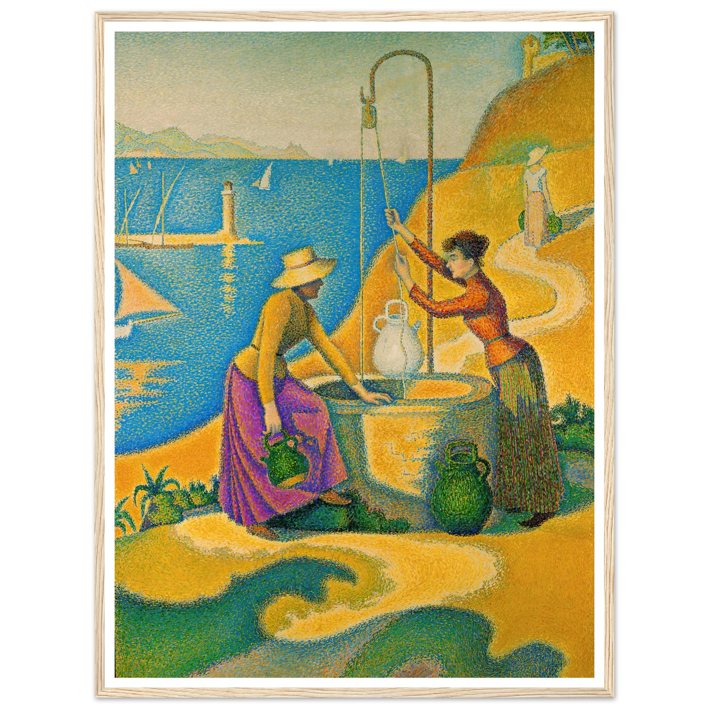 Women at the Well (1892) Art Print | Paul Signac - Framed Poster - 30x40 cm / 12x16″ - Black frame