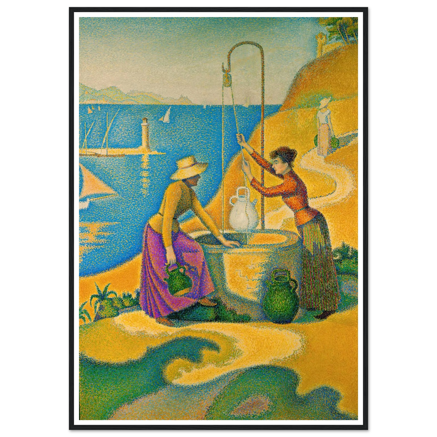 Women at the Well (1892) Art Print | Paul Signac - Framed Poster - 30x40 cm / 12x16″ - Black frame