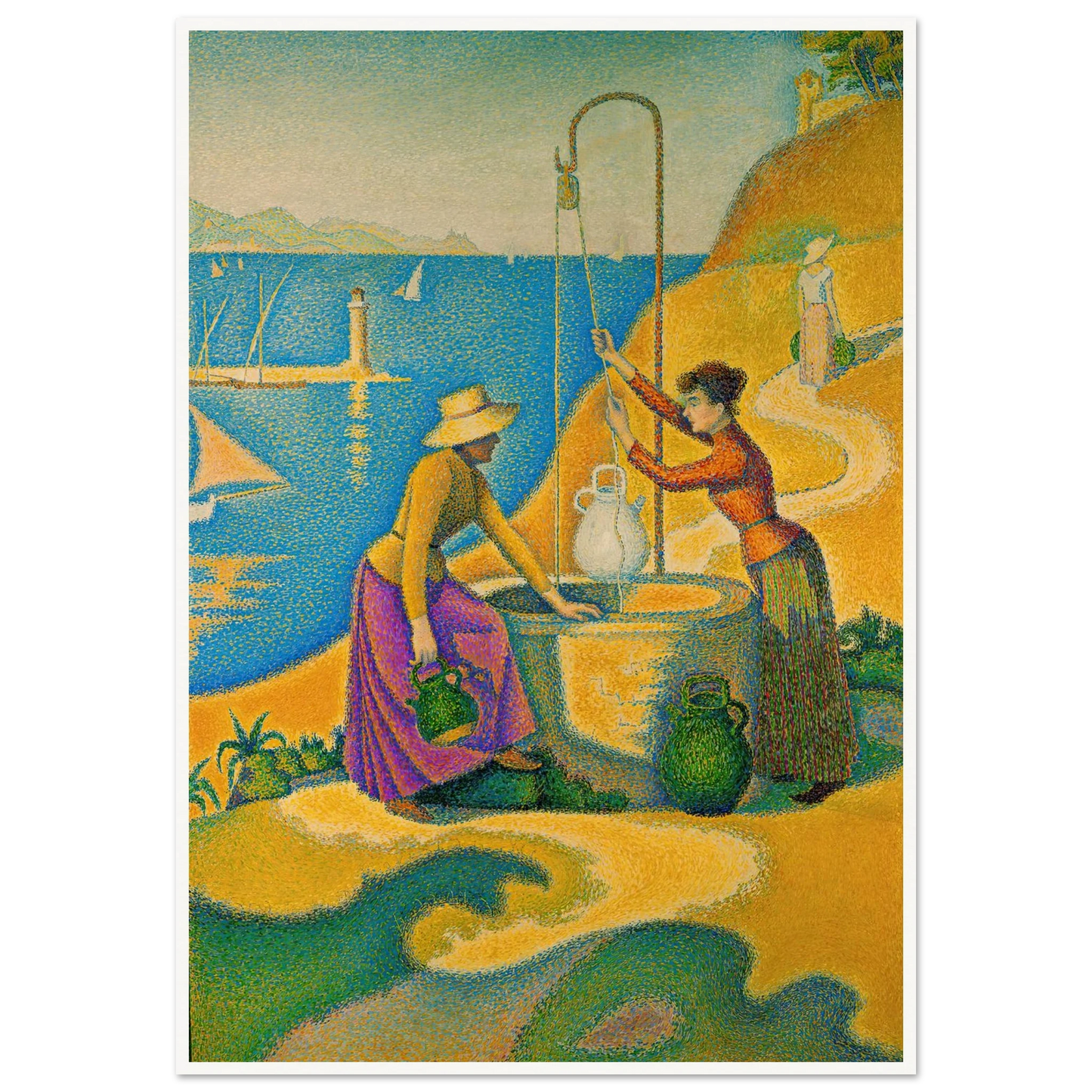 Women at the Well (1892) Art Print | Paul Signac - Framed Poster - 30x40 cm / 12x16″ - Black frame