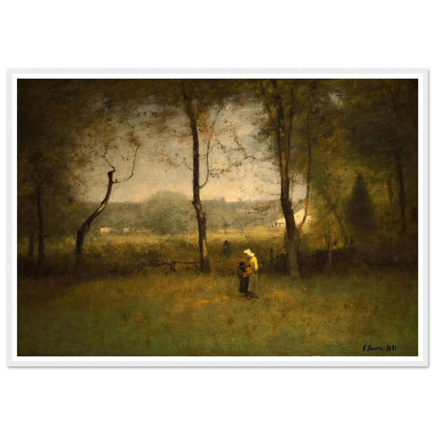 Wood Gatherers, An Autumn Afternoon (1891) Art Print | George Inness - Framed Poster - 30x40 cm / 12x16″ - Black frame