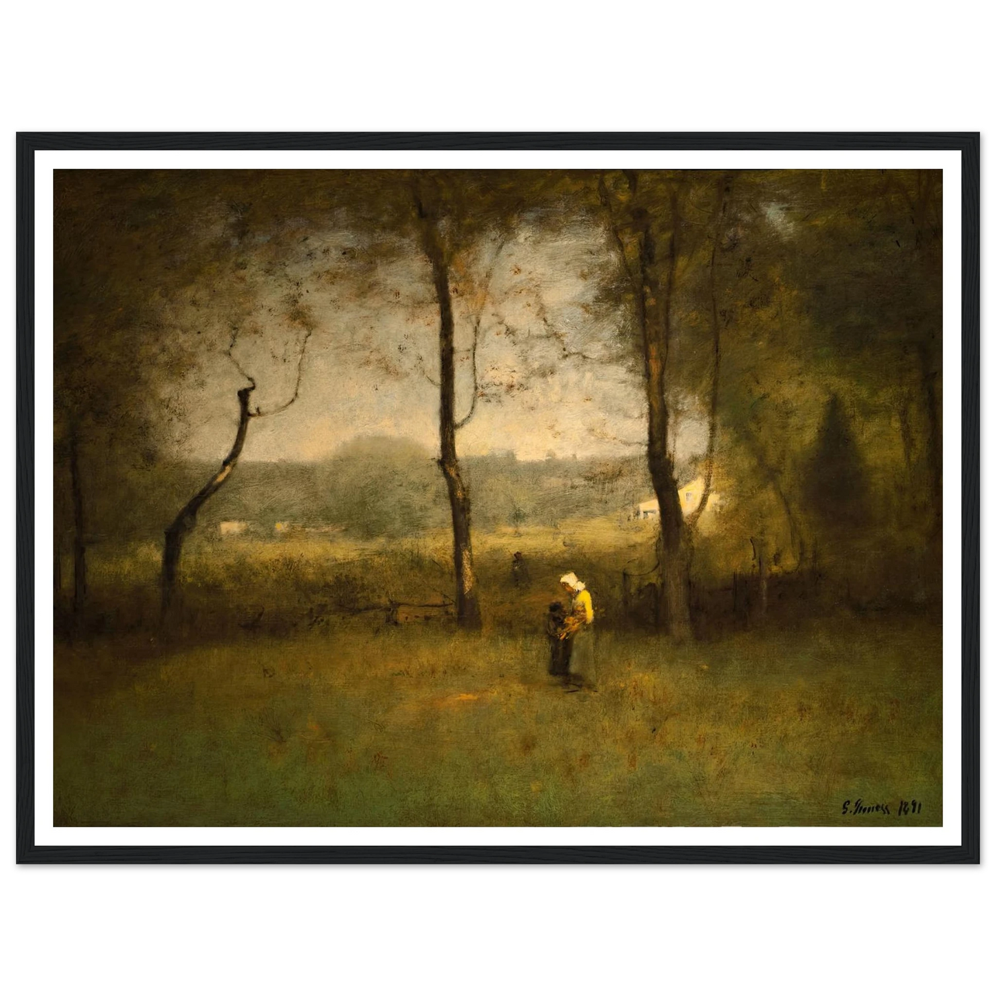 Wood Gatherers, An Autumn Afternoon (1891) Art Print | George Inness - Framed Poster - 30x40 cm / 12x16″ - Black frame