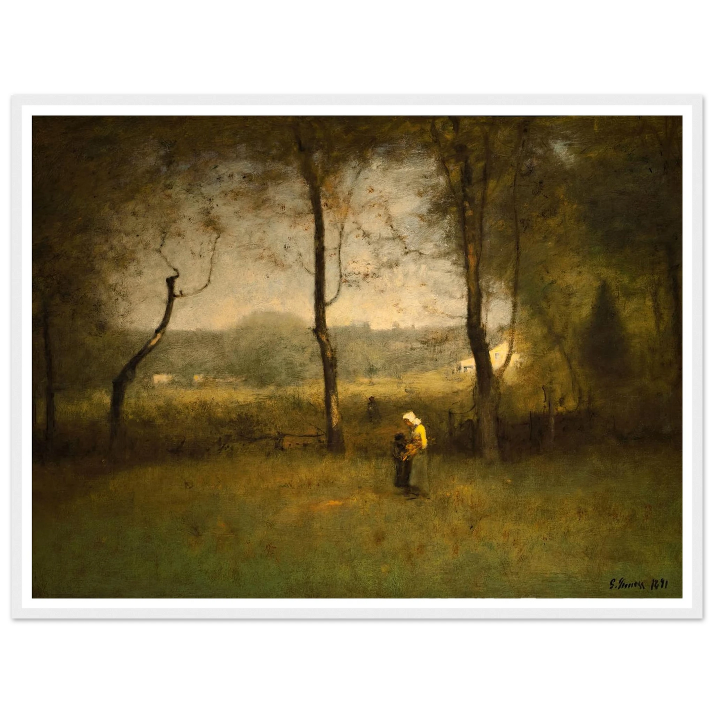 Wood Gatherers, An Autumn Afternoon (1891) Art Print | George Inness - Framed Poster - 30x40 cm / 12x16″ - Black frame