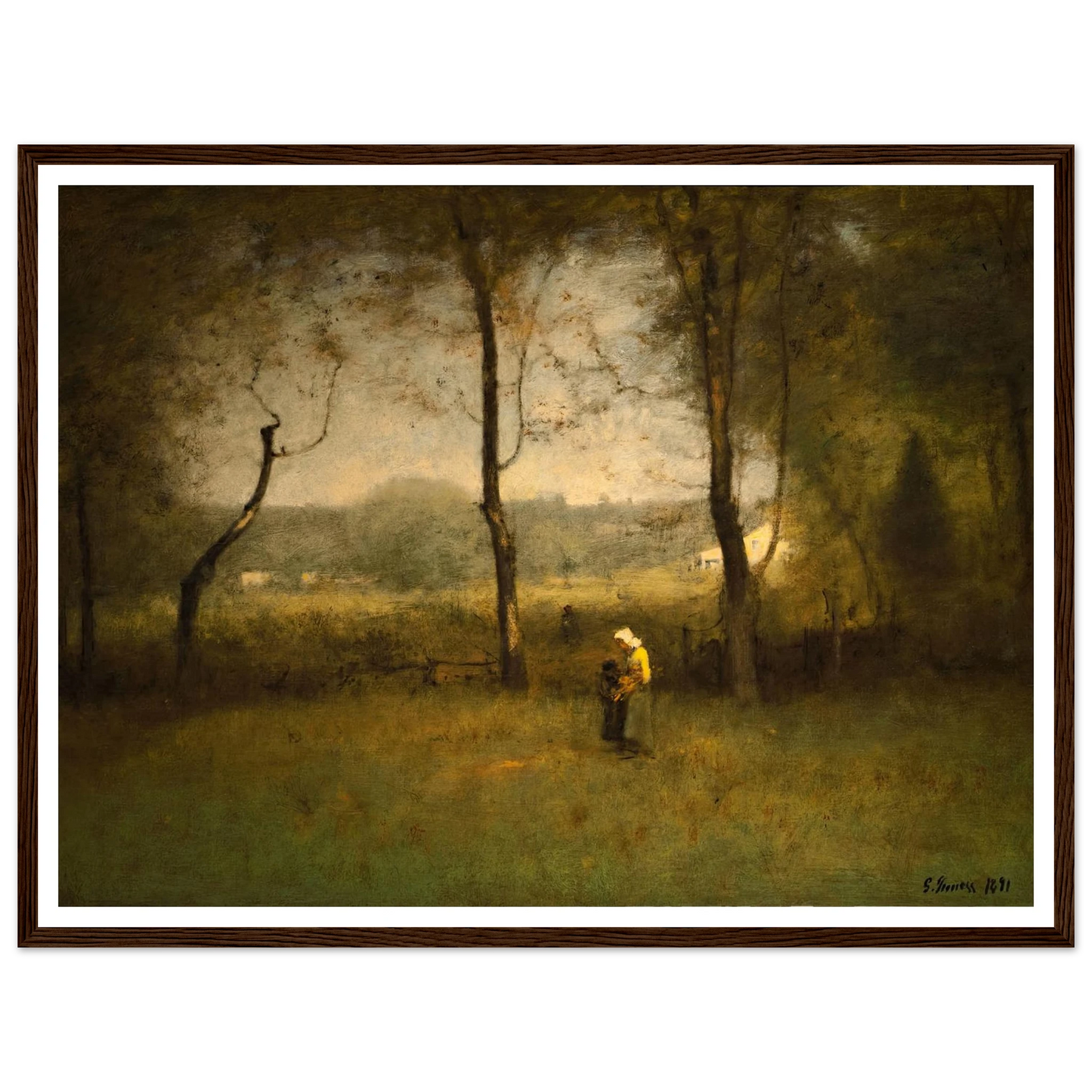 Wood Gatherers, An Autumn Afternoon (1891) Art Print | George Inness - Framed Poster - 30x40 cm / 12x16″ - Black frame