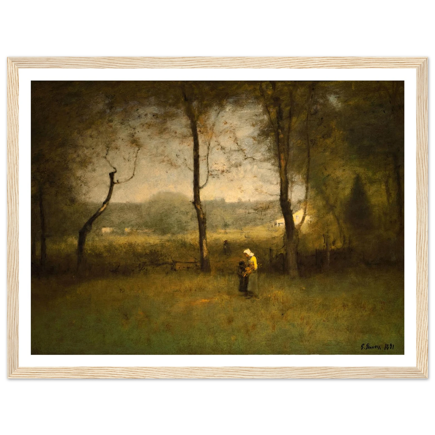 Wood Gatherers, An Autumn Afternoon (1891) Art Print | George Inness - Framed Poster - 30x40 cm / 12x16″ - Black frame