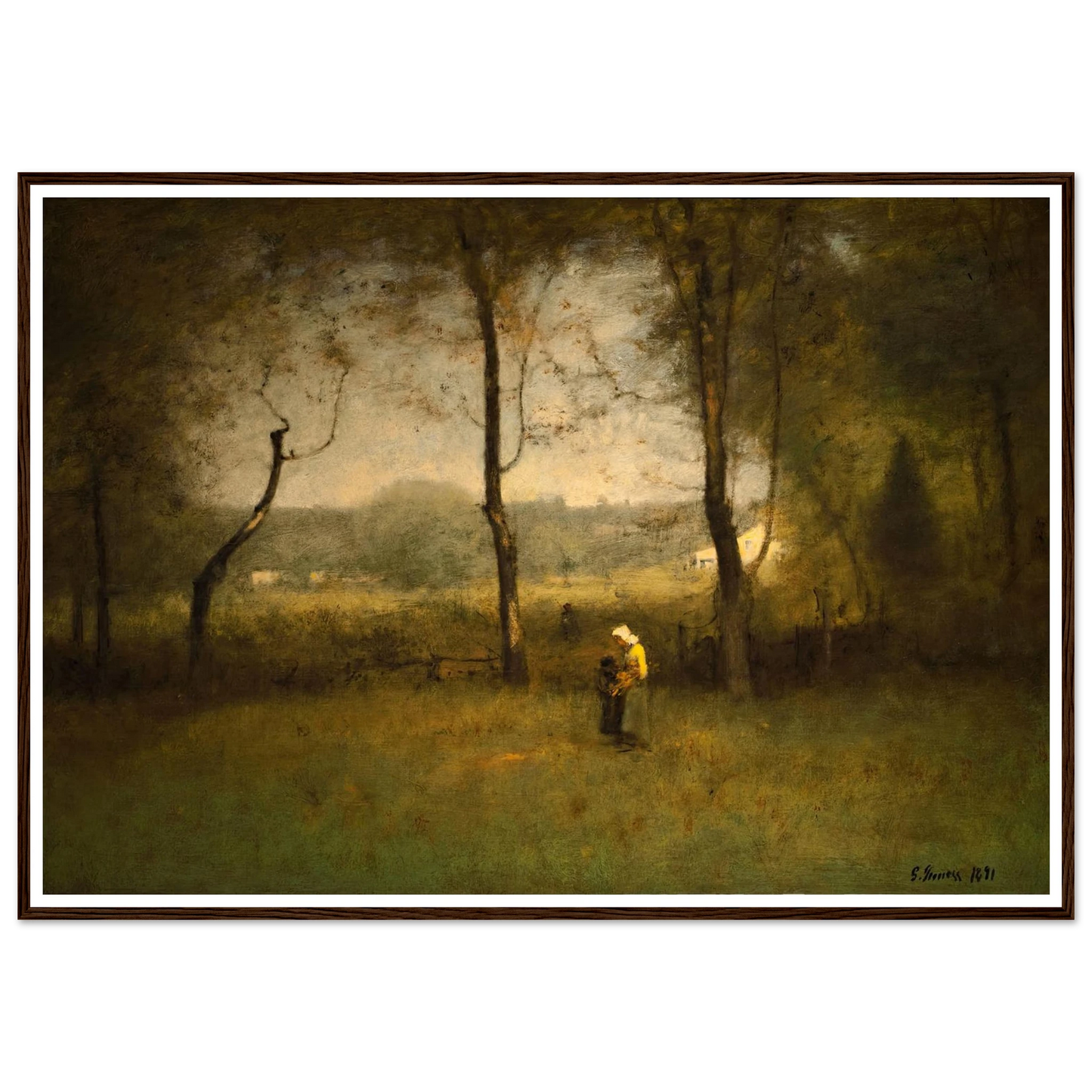 Wood Gatherers, An Autumn Afternoon (1891) Art Print | George Inness - Framed Poster - 30x40 cm / 12x16″ - Black frame