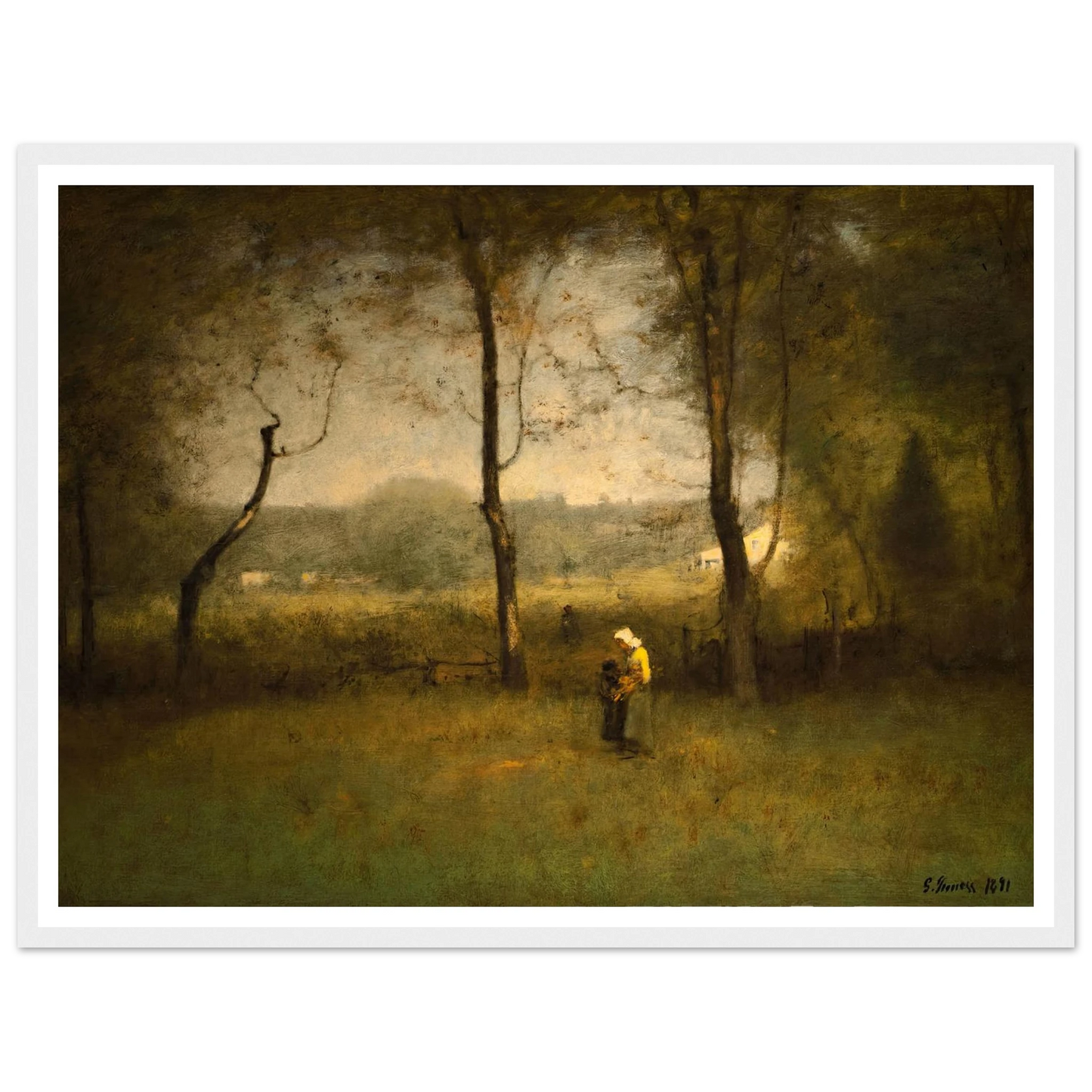 Wood Gatherers, An Autumn Afternoon (1891) Art Print | George Inness - Framed Poster - 30x40 cm / 12x16″ - Black frame