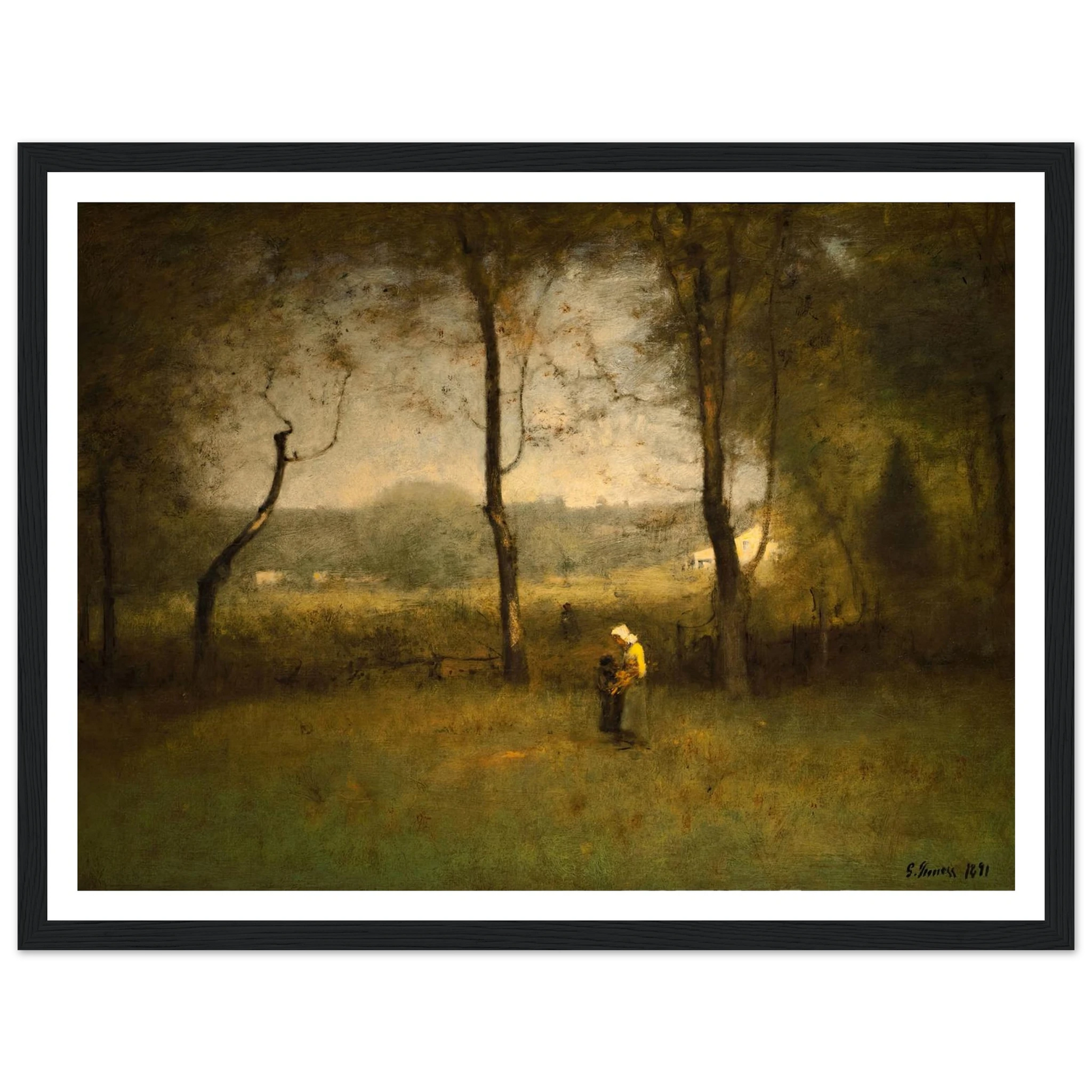 Wood Gatherers, An Autumn Afternoon (1891) Art Print | George Inness - Framed Poster - 30x40 cm / 12x16″ - Black frame