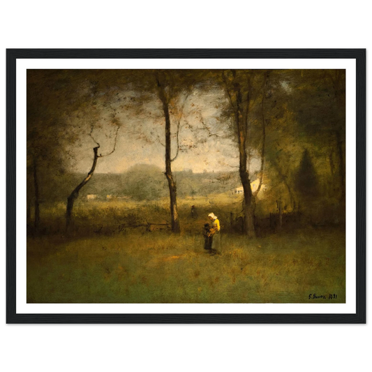 Wood Gatherers, An Autumn Afternoon (1891) Art Print | George Inness - Framed Poster - 30x40 cm / 12x16″ - Black frame