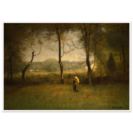 Wood Gatherers, An Autumn Afternoon (1891) Art Print | George Inness - Framed Poster - 30x40 cm / 12x16″ - Black frame