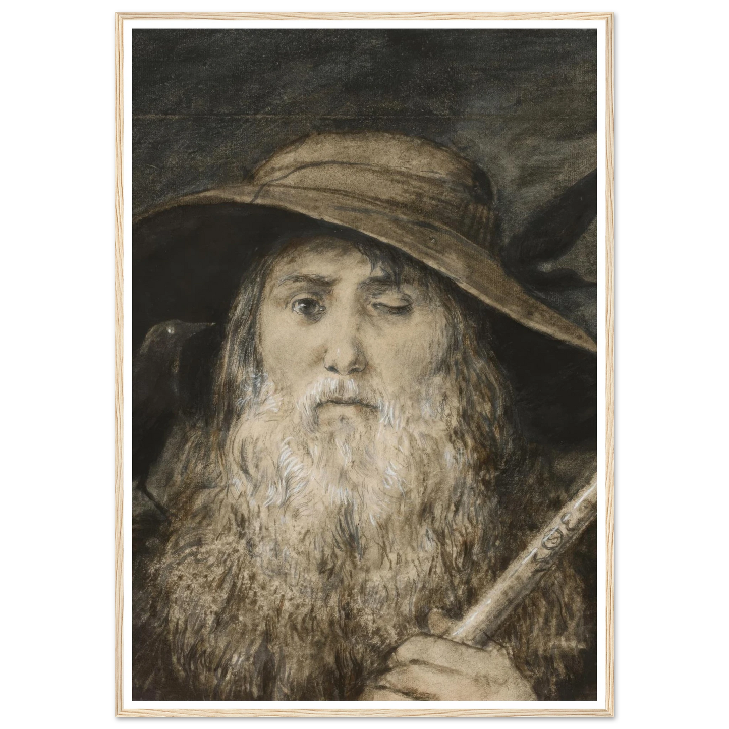 Wotan as Wayfarer (ca. 1876) Art Print | Hans Thoma - Framed Poster - 30x40 cm / 12x16″ - Black frame