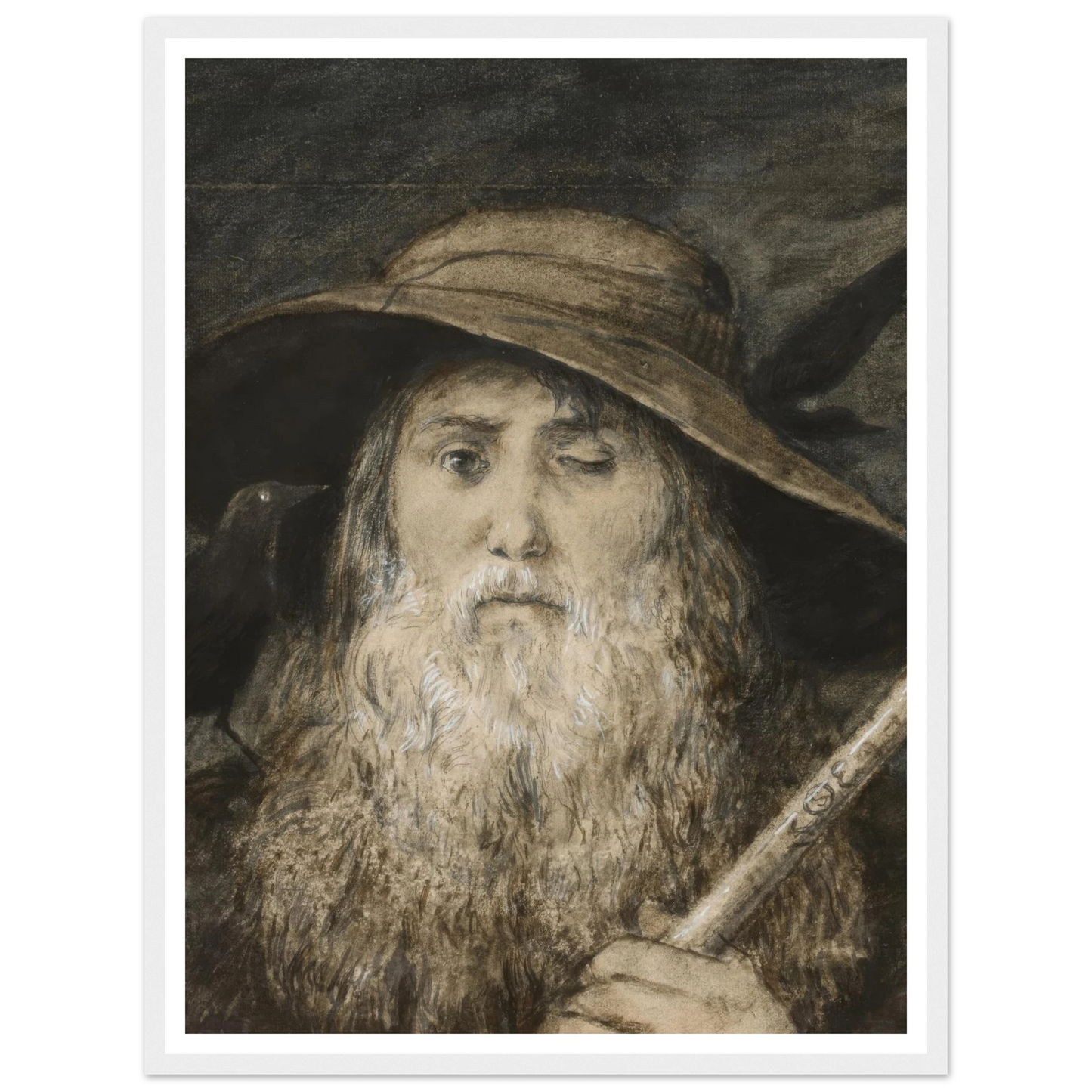 Wotan as Wayfarer (ca. 1876) Art Print | Hans Thoma - Framed Poster - 30x40 cm / 12x16″ - Black frame