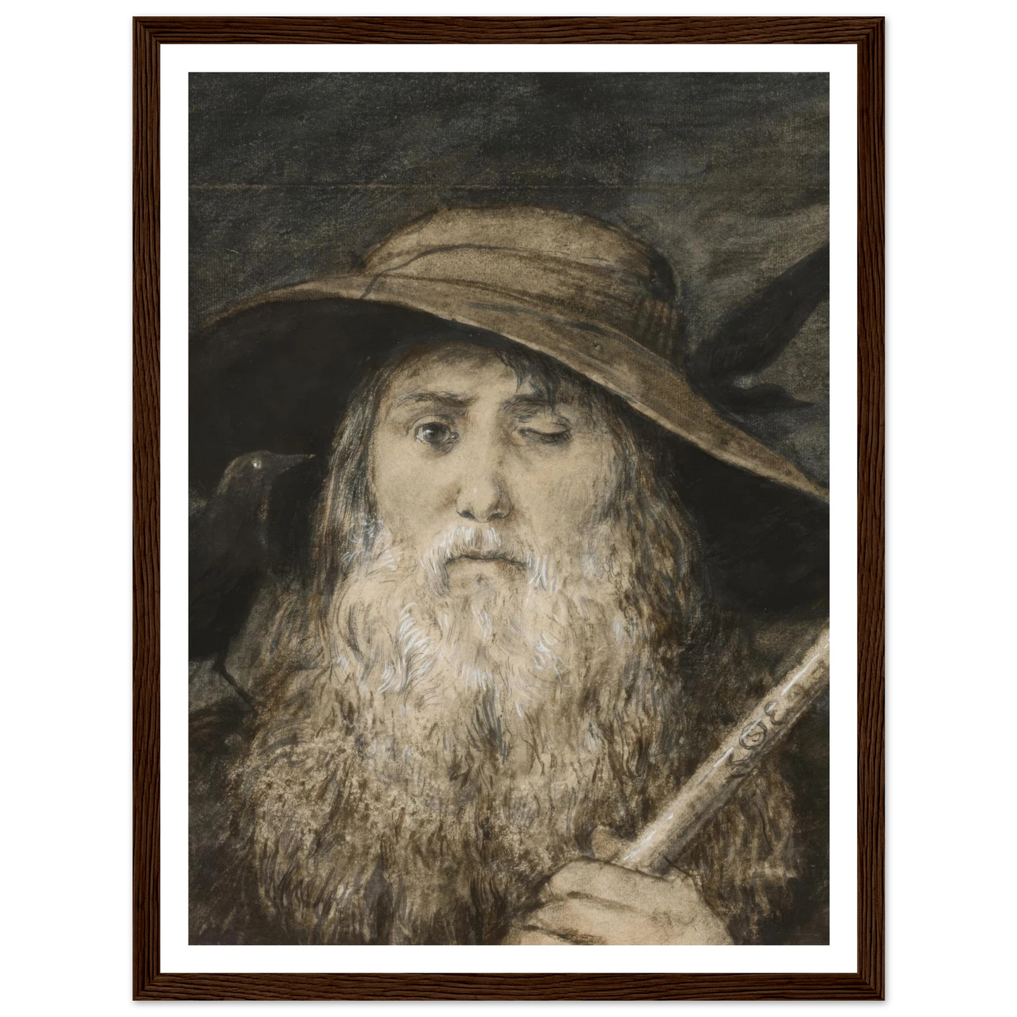 Wotan as Wayfarer (ca. 1876) Art Print | Hans Thoma - Framed Poster - 30x40 cm / 12x16″ - Black frame