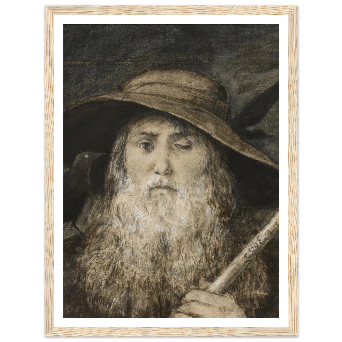 Wotan as Wayfarer (ca. 1876) Art Print | Hans Thoma - Framed Poster - 30x40 cm / 12x16″ - Black frame