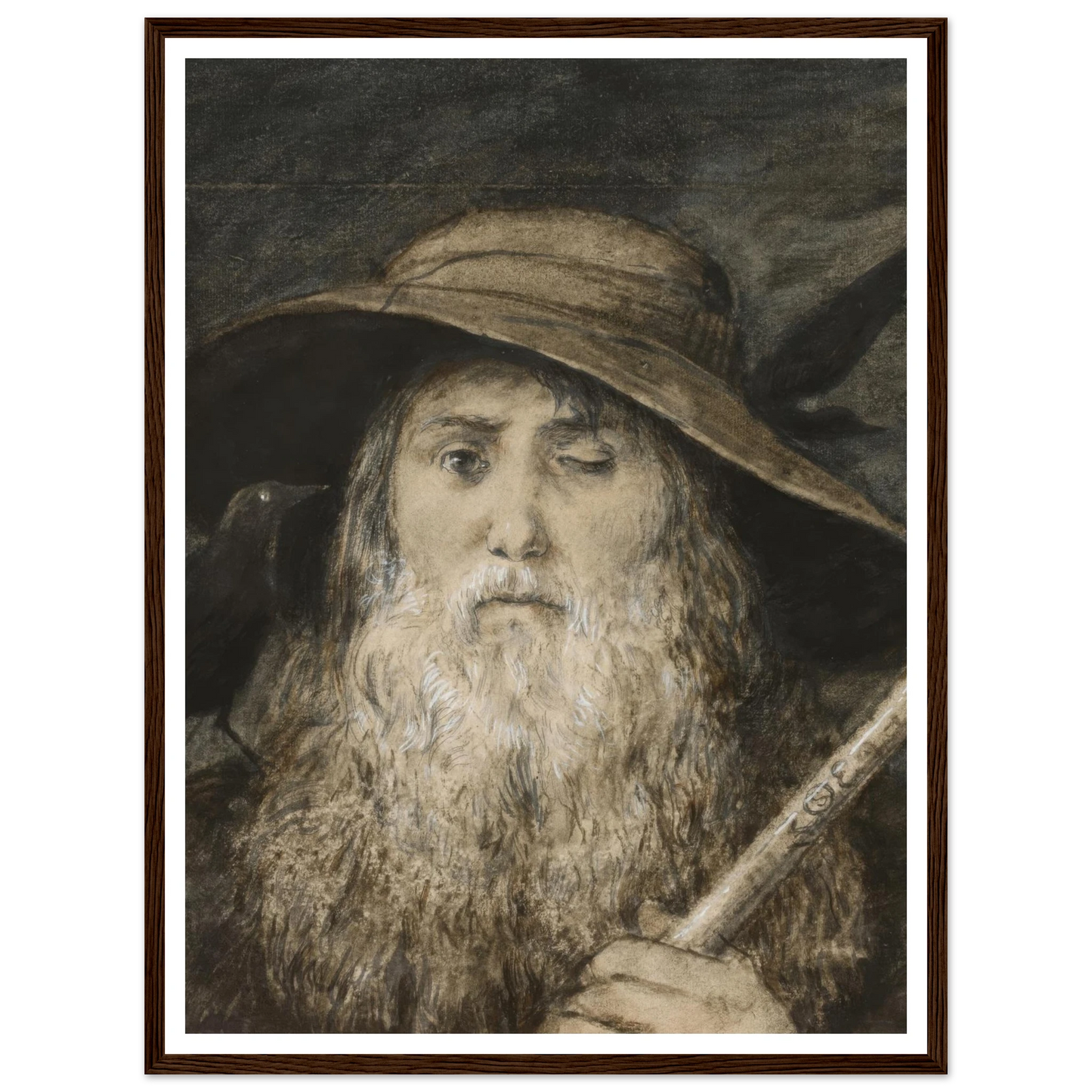 Wotan as Wayfarer (ca. 1876) Art Print | Hans Thoma - Framed Poster - 30x40 cm / 12x16″ - Black frame