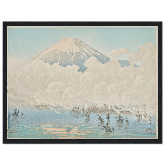 Yamanakako Hirano no asa (Morning at Hirano, Lake Yamanaka) (1936) Art Print | Kawase Hasui - Framed Poster - 30x40 cm / 12x16″ - Black frame