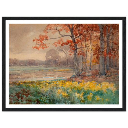 Yellow Flowers on a Grey Day (1911) Art Print | Julian Onderdonk - Framed Poster - 30x40 cm / 12x16″ - Black frame