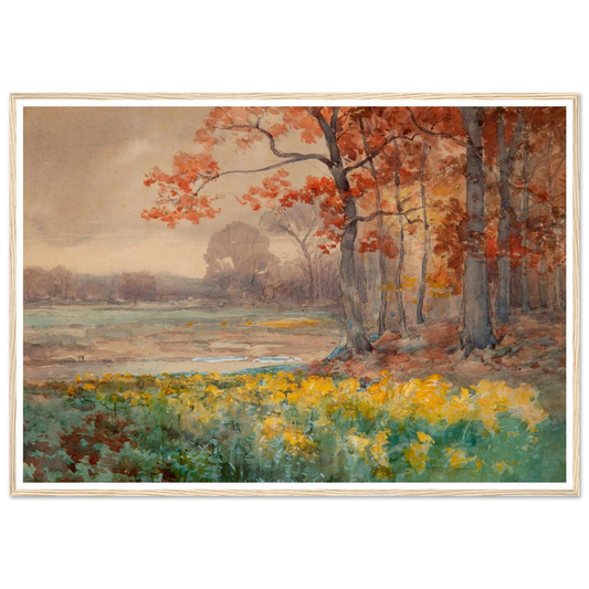 Yellow Flowers on a Grey Day (1911) Art Print | Julian Onderdonk - Framed Poster - 30x40 cm / 12x16″ - Black frame